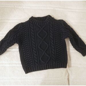 Vintage 90s Toddler Boys Navy Blue Cable Knit Sweater